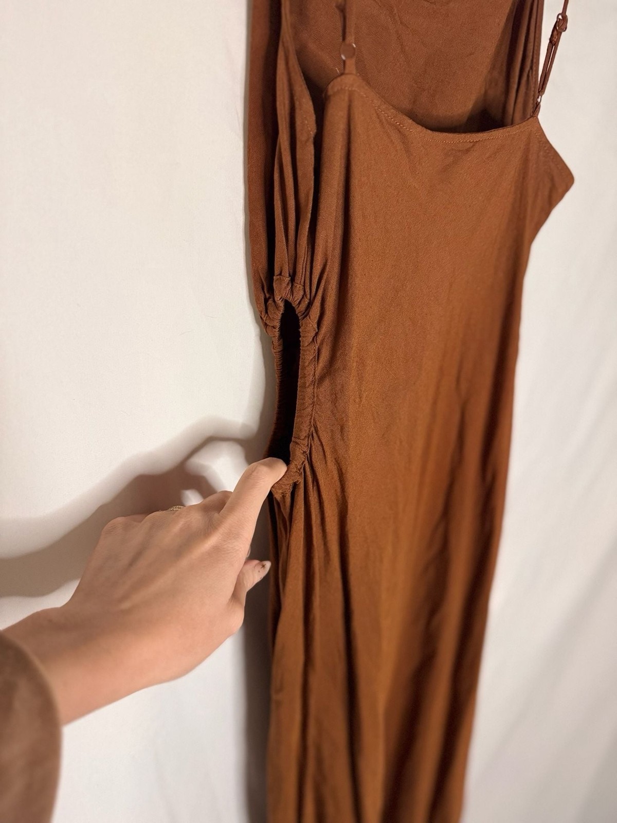 ZARA – Midi Dress with Cut Out – Brown – Size M