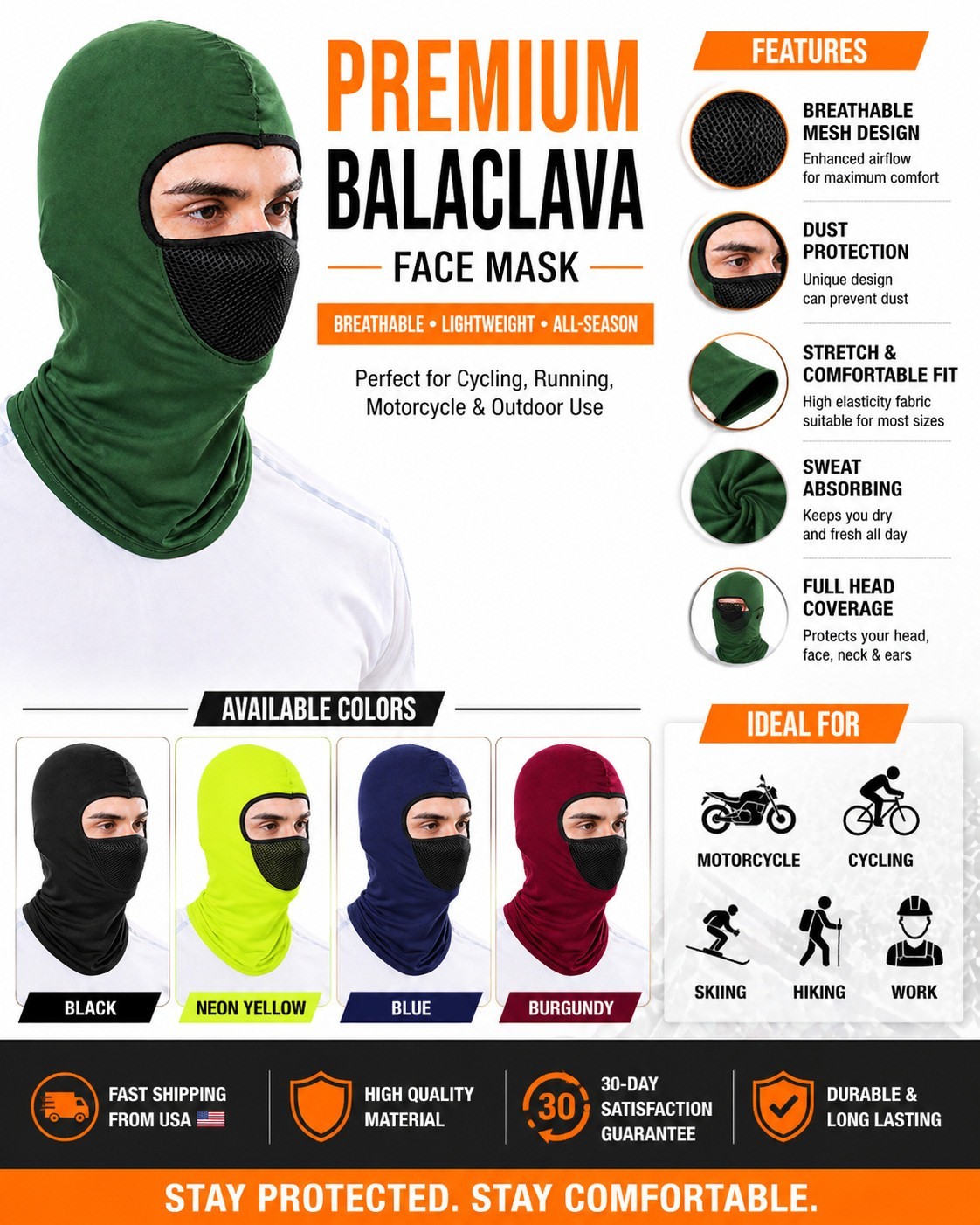 Unisex Balaclava Face Mask Mouth Guard Mask Outdoor Sport Sun Protection