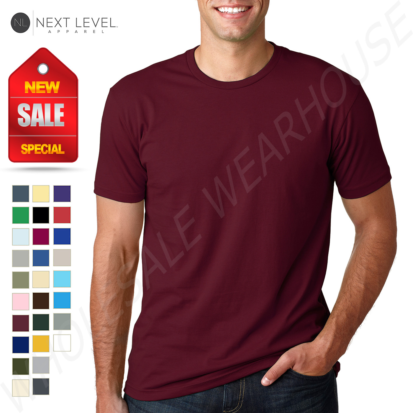 NEW Next Level 100% Cotton Men’s Premium Fitted Crew Neck XS-XL T-Shirt R-3600