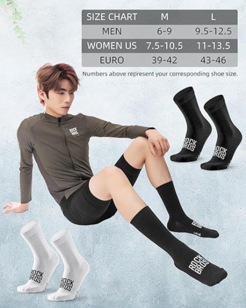 ROCKBROS Cycling Socks Breathable Wicking Athletic Compression Road to Sky Socks