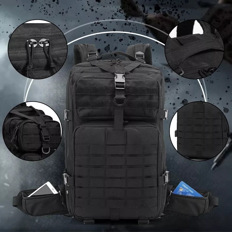 30L Outdoor Military Black Tactical Rucksack Backpack Camping Hiking Travel Bag