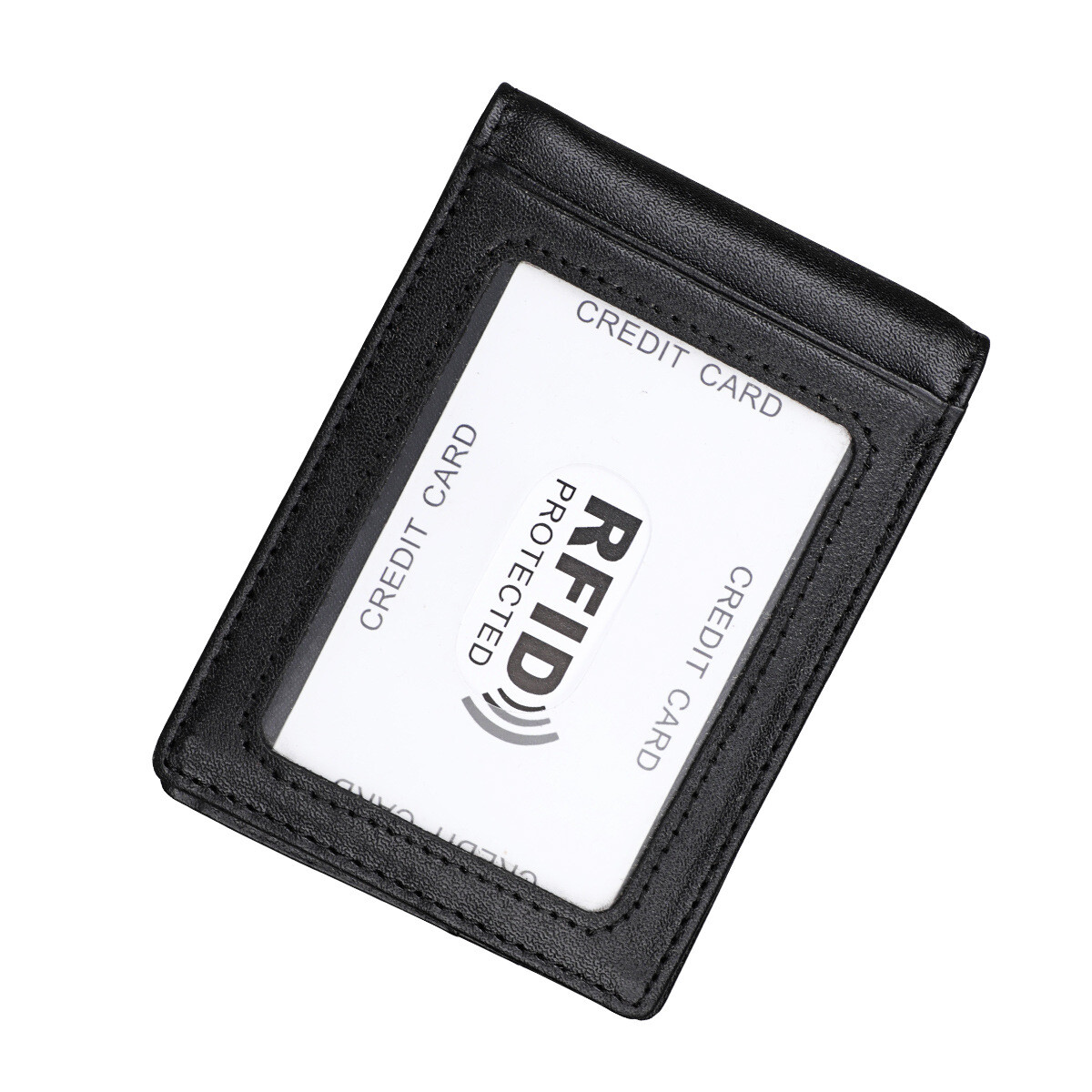 Mens Minimalist Money Clip Slim Bifold RFID Blocking Leather Front Pocket Wallet