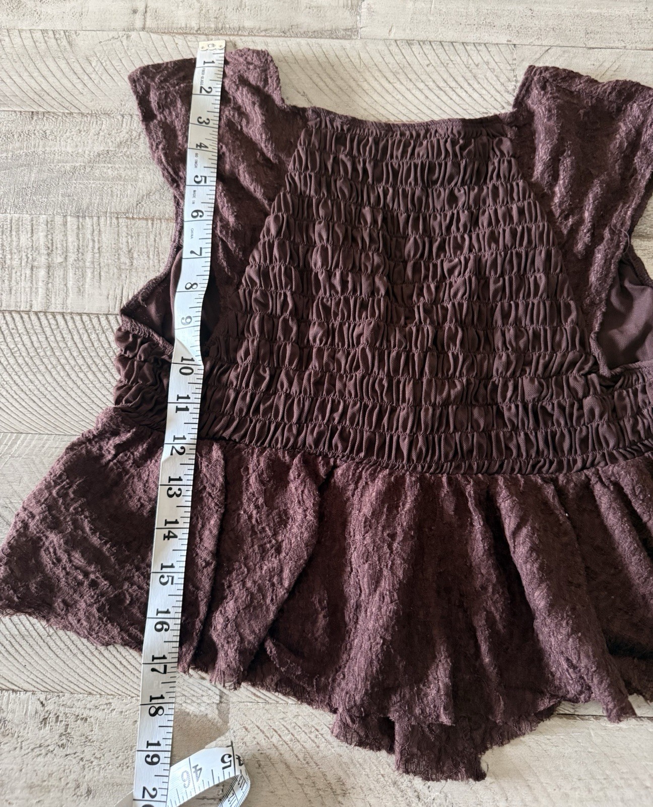 Urban Outfitters Lace Smocked Tie-Front V-Neck Cap Sleeve Blouse M