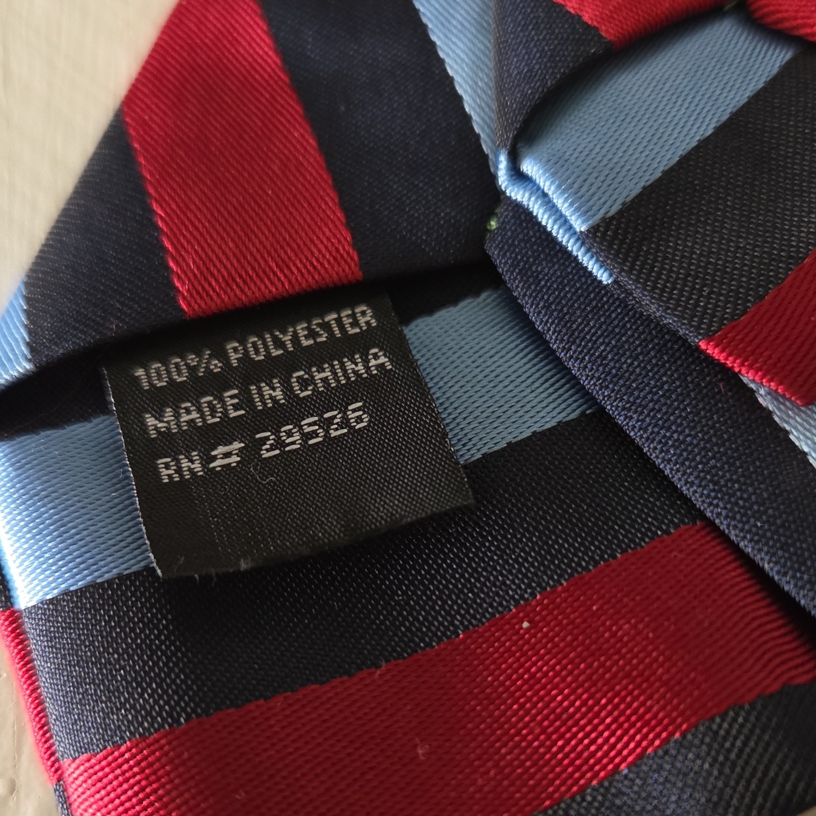 George Men’s Pretied Clip-On Tie Polyester Woven Blue/Red/Black Striped