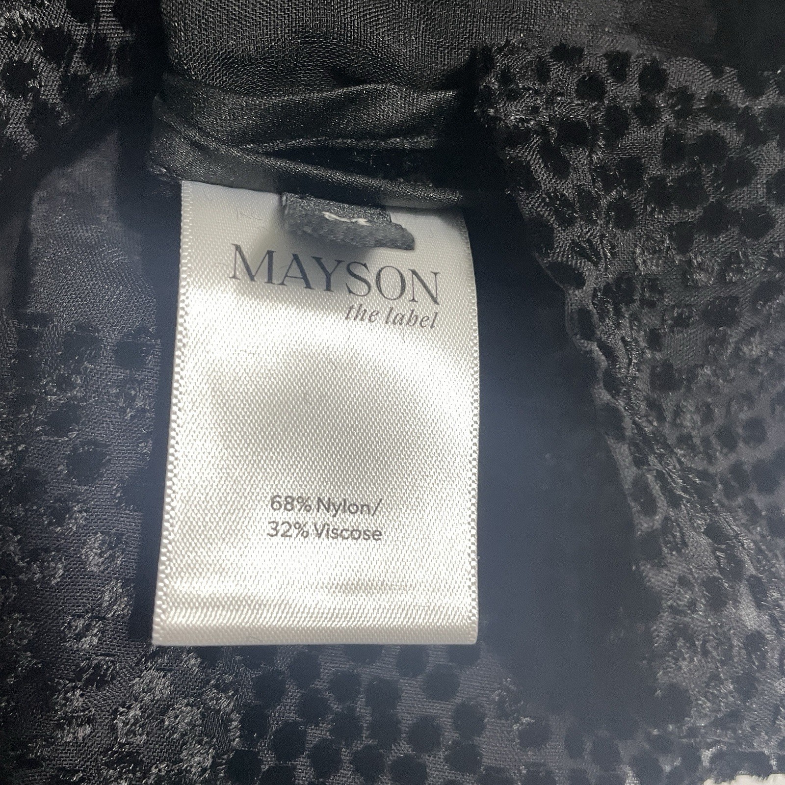 Mayson the Label womens black Short sleeve Blouse Shirt Top Nylon sheer Sz M