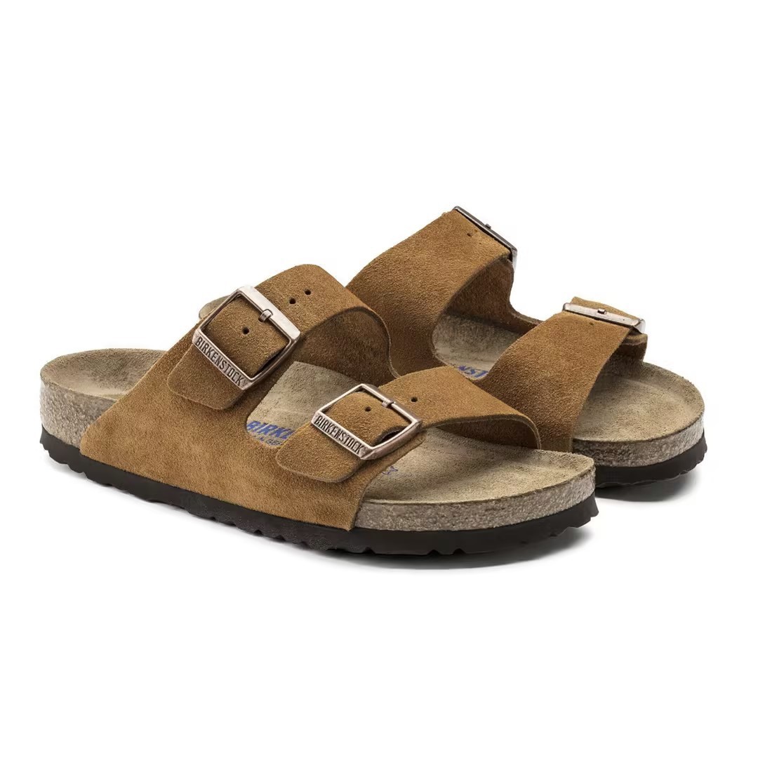 Birkenstock Arizona Soft Footbed Sandals Taupe Suede Leather Shoes EU37-45