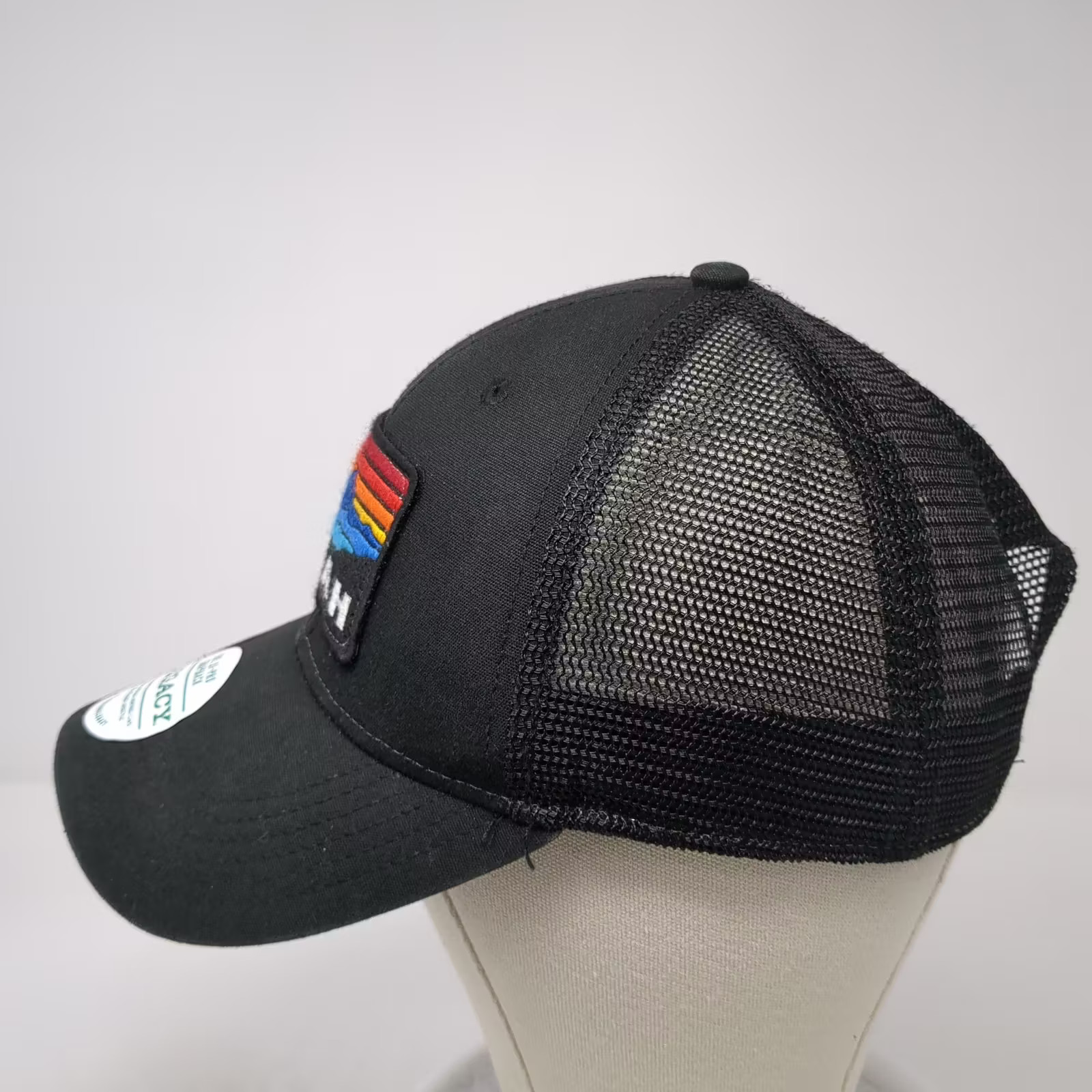 Legacy Trucker Hat Black OS Utah Embroidered Patch Mesh Snapback Lo-Pro Curved