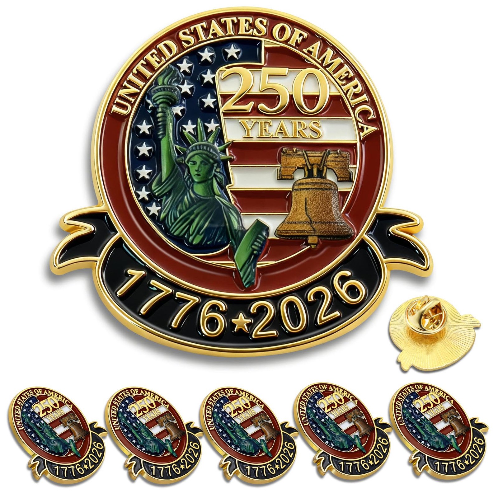 250 Anniversary USA Lapel Pin 10Pcs 1.3inch Enamel US Patriot Collectible Acc…