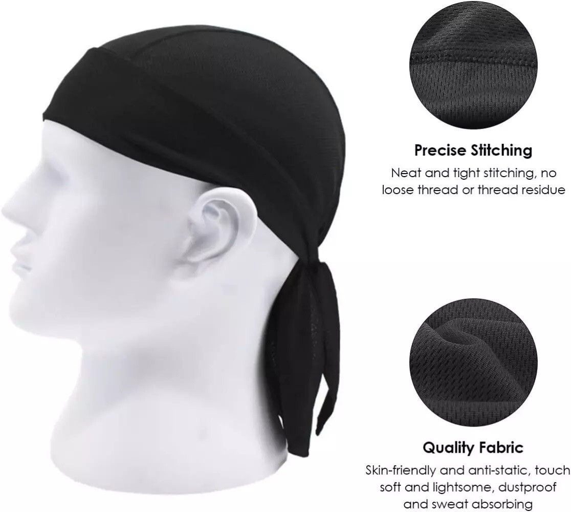 Cooling Motorcycle Wrap Biker Du Do Black Bandana Doo Rag Head Skull Cap Durag