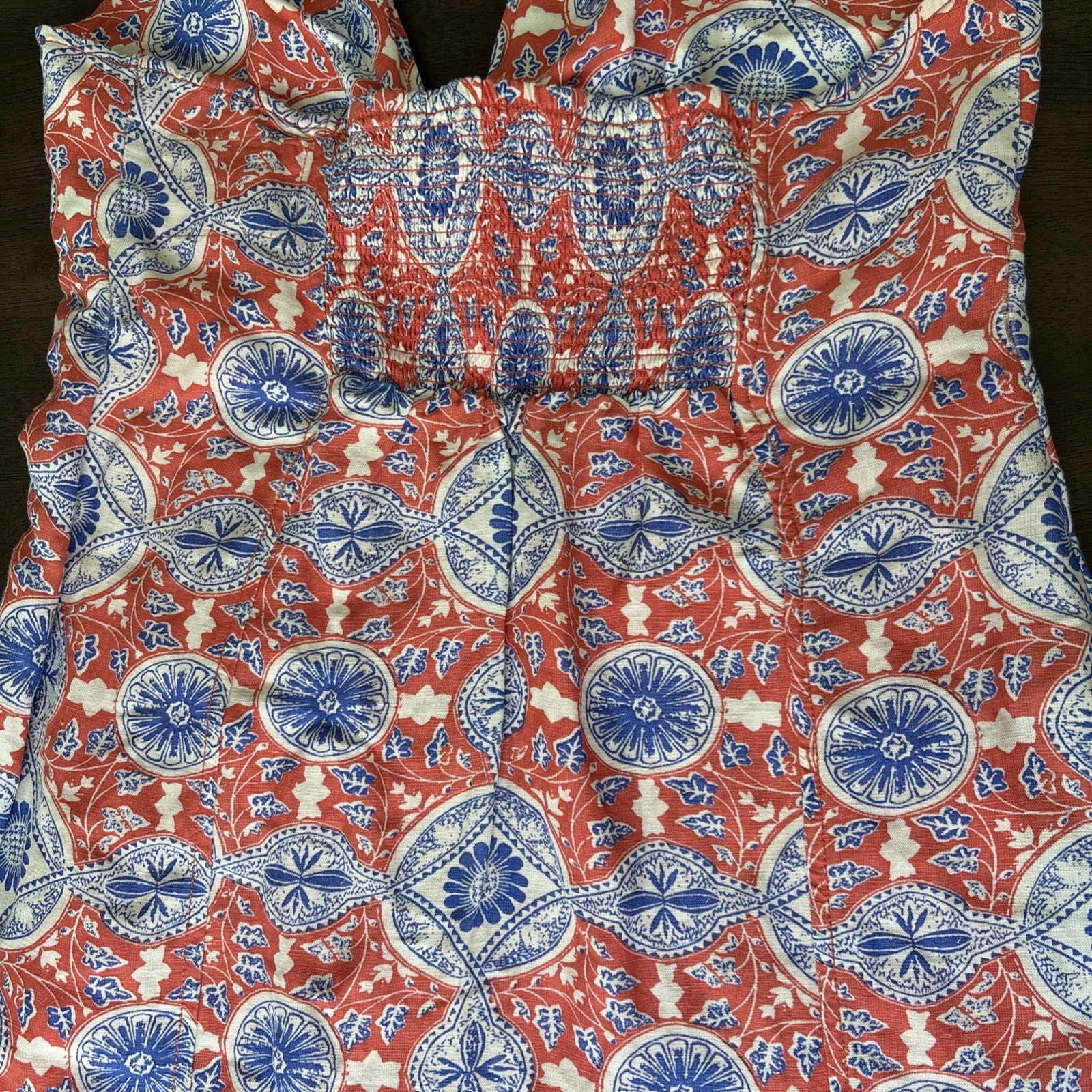 Maeve Anthropologie Halter Dress Size M Button Front Linen Blend Tie Neck Preppy