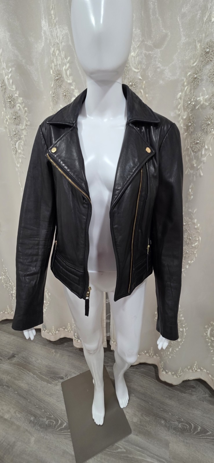 Michael Michael Kors Women’s Black Biker Moto Jacket Full Zip Lined Size M