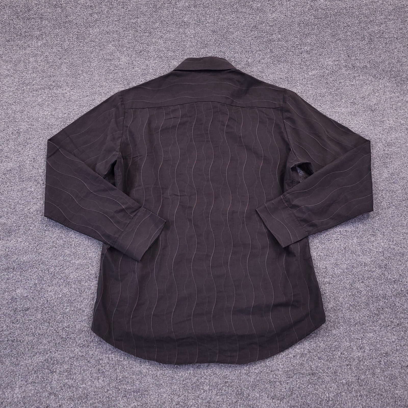 7D 7 Diamonds Shirt Mens Large Black Abstract Wavy Stripe Cotton Polyester