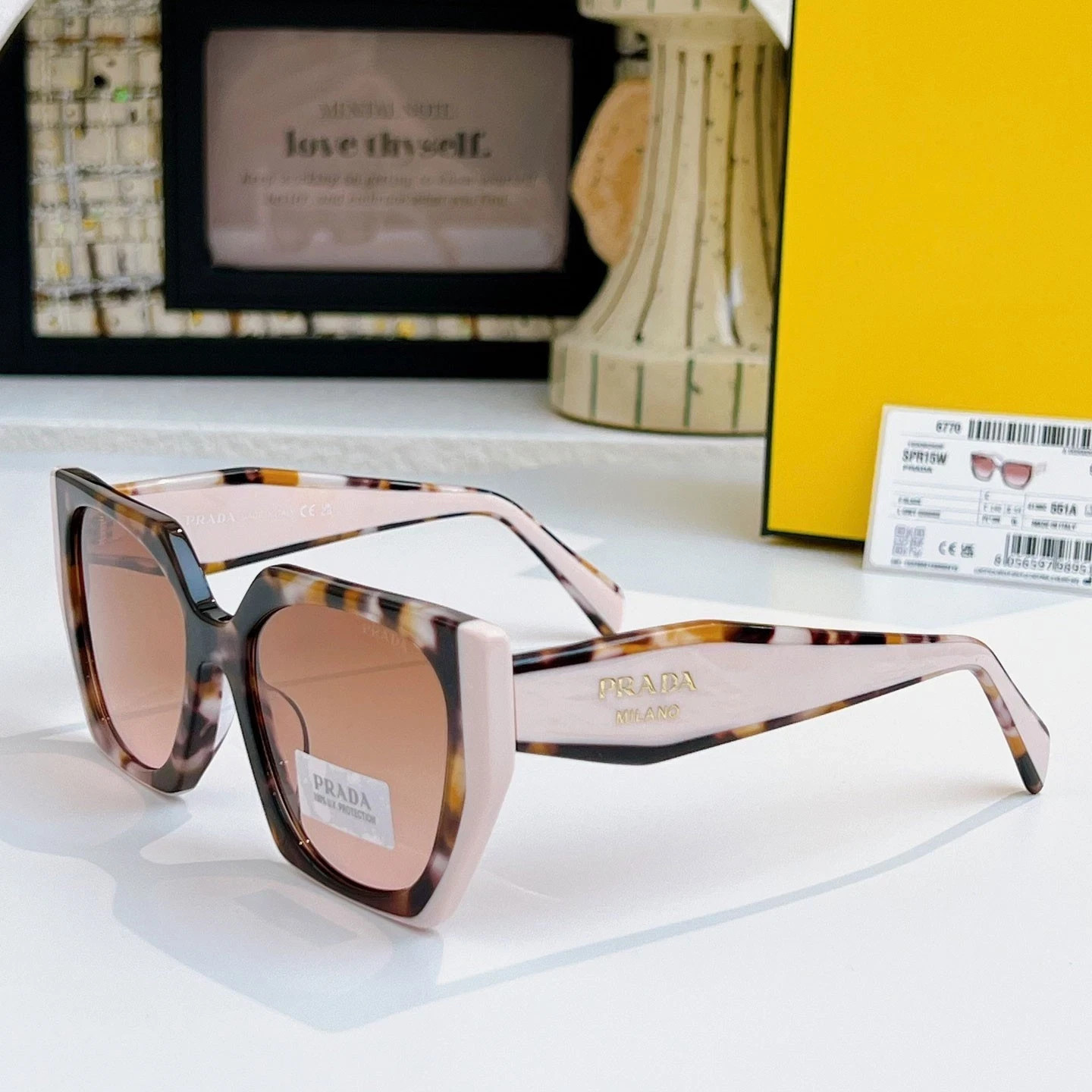 PRADA PR 15WS Women’s Sunglasses 01R0A6 Tortoise Caramel Powder Brown Grad w/Box