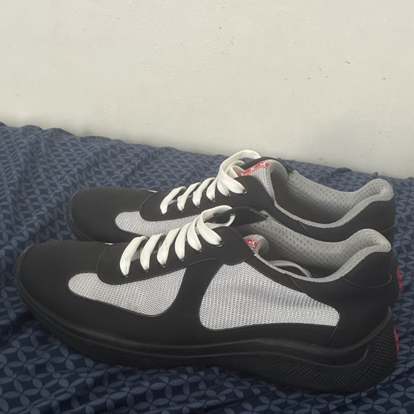 PRADA America’s Cup Men’s Low Top Lace-Up Sneakers Colorblock Rubber Sole