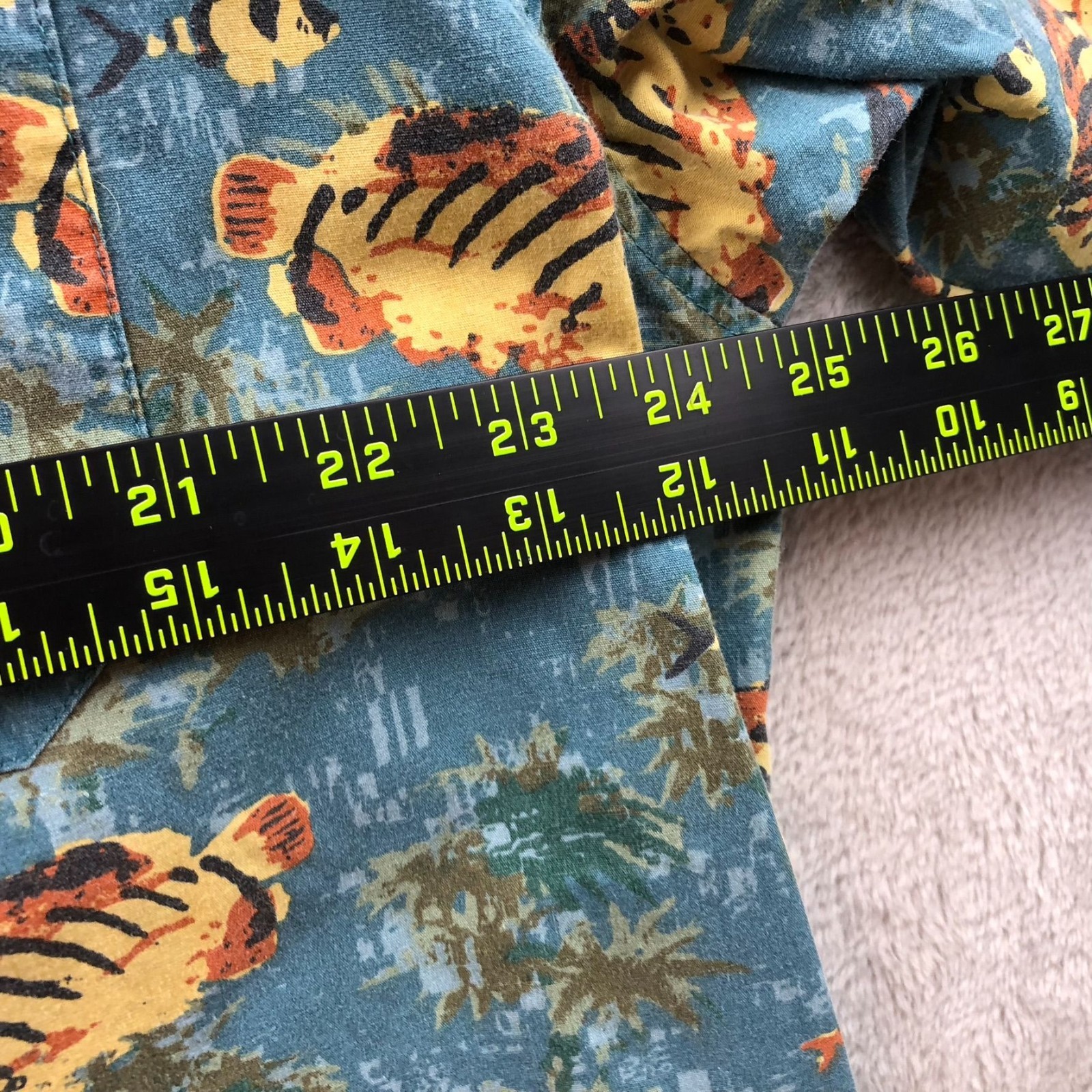 Morro Bay Mens Hawaiian Shirt Large Short Sleeve Beach Fish Print 100% Cotton