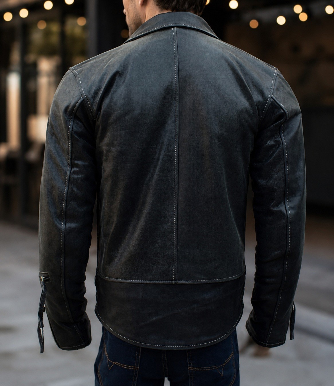 Men’s Genuine Leather Double Rider Jacket Classic Brando Motorcycle Biker Coat