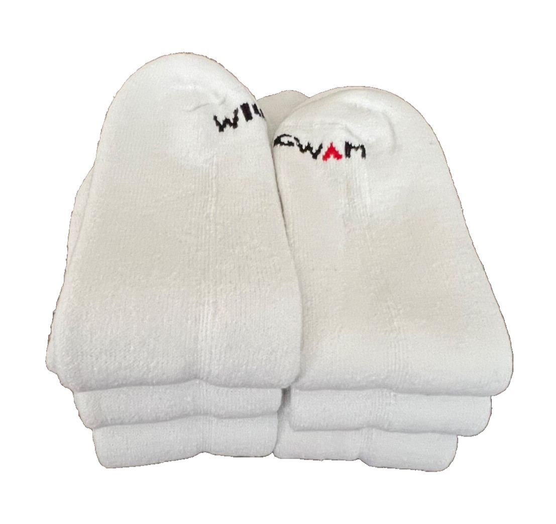 WIGWAM SUPER 60 QUARTER SOCKS 6-PAIRS COTTON BLEND WHITE SZ 2L FIT’S 15-17 SHOE
