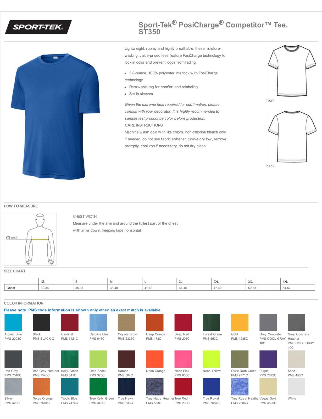 Sport-Tek Mens Short Sleeve Dri-Fit PosiCharge Gym Workout T-Shirt ST350