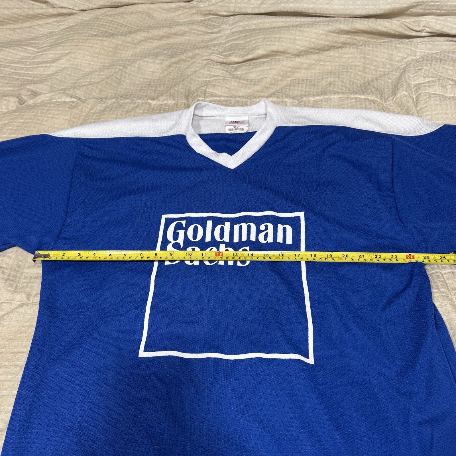 Rare Goldman Sachs Blue & White Hockey Jersey Investment Banking Men’s Size XL