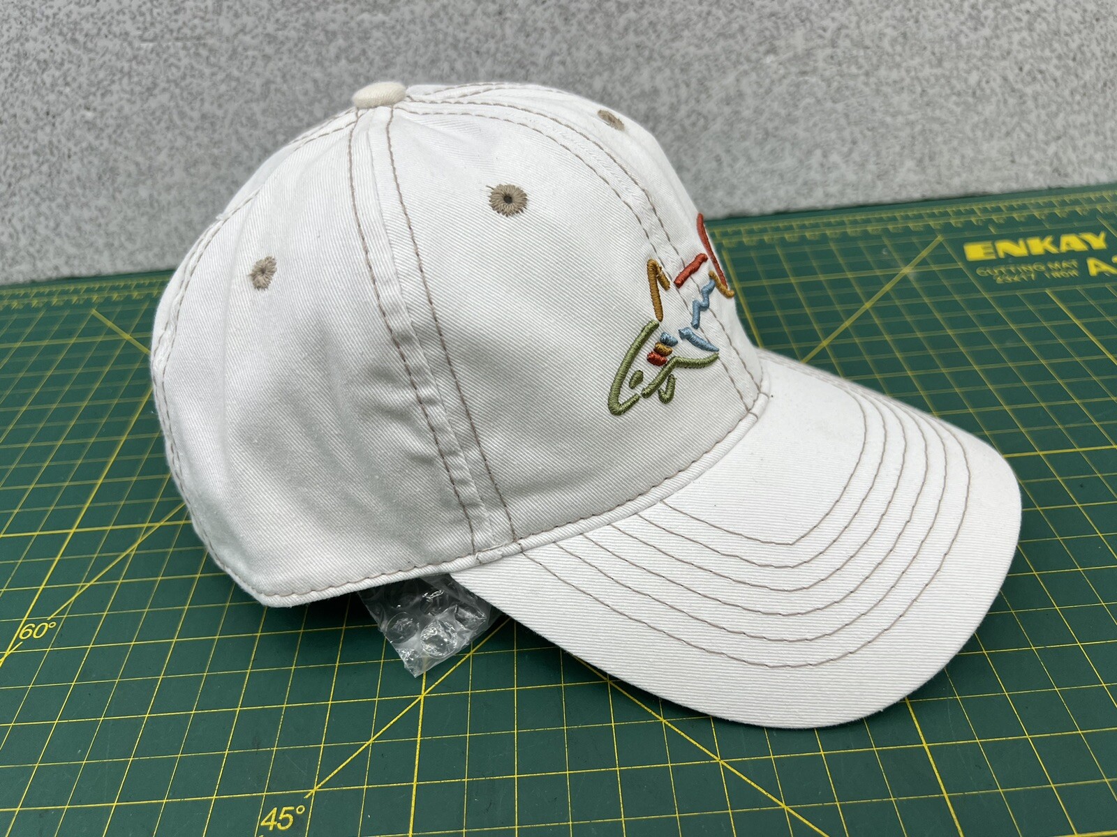Greg Norman Beige w/ Tan Stitching Embroidered Shark Logo Golf Hat Cap – New!