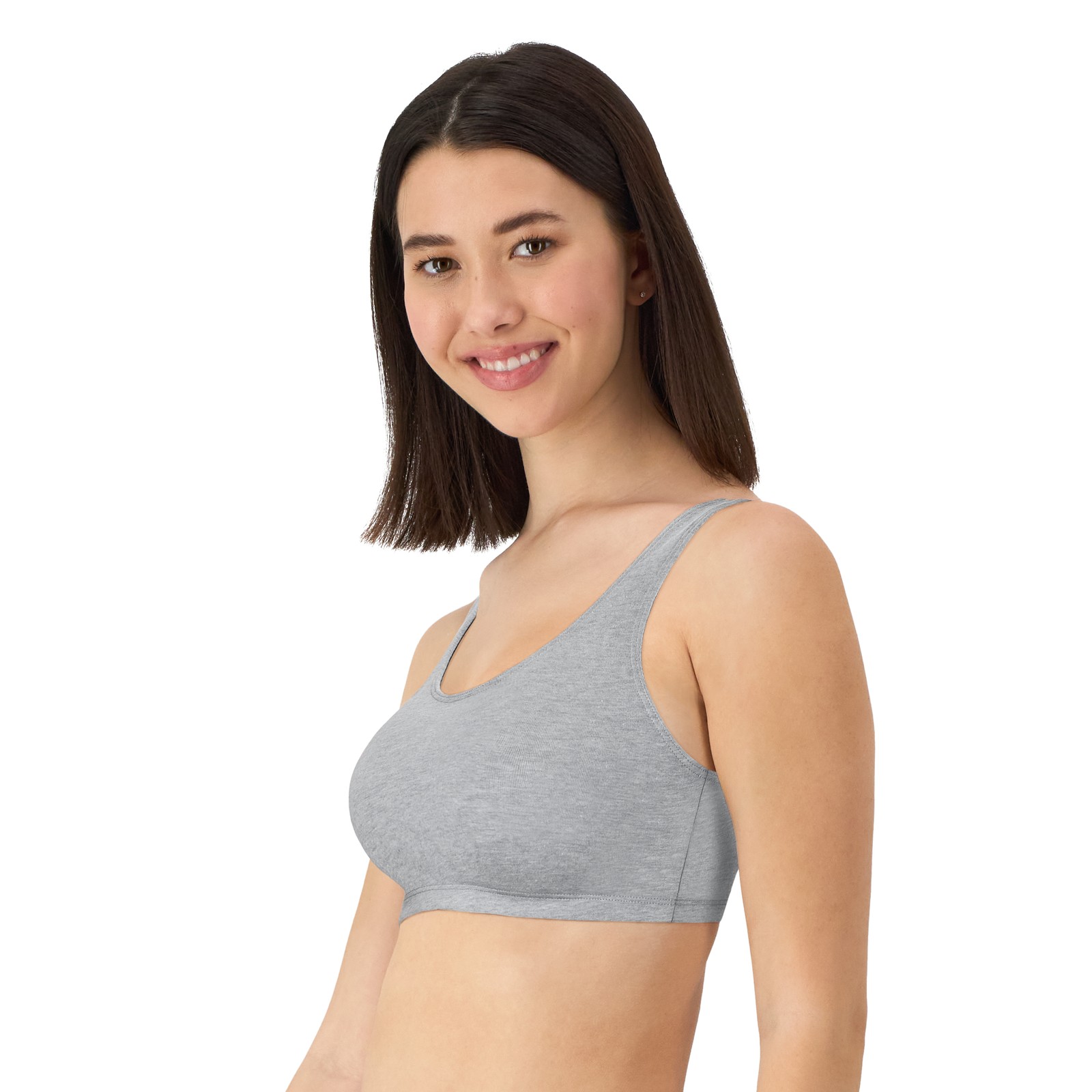 Hanes Women’s Cotton Racerback Sports Bralette, Low Impact, 3-Pack