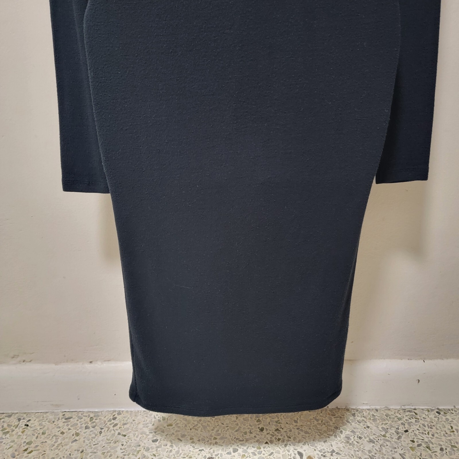 ATM Anthony Thomas Melillo Dress Black Ribbed Knit Bodycon Stretchy Sweater S