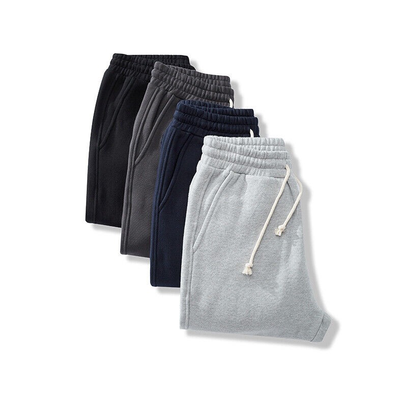 Men’s Straight Sweater Pants Basic Solid Color Thick Sports Casual Pants