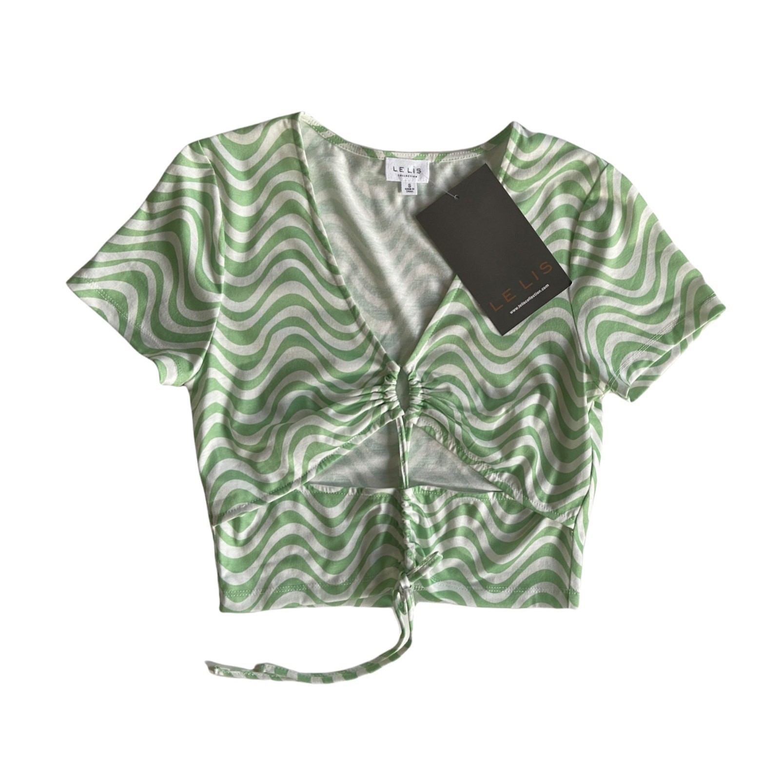 Le Lis Green Swirl Print Cutout Crop Top Size S