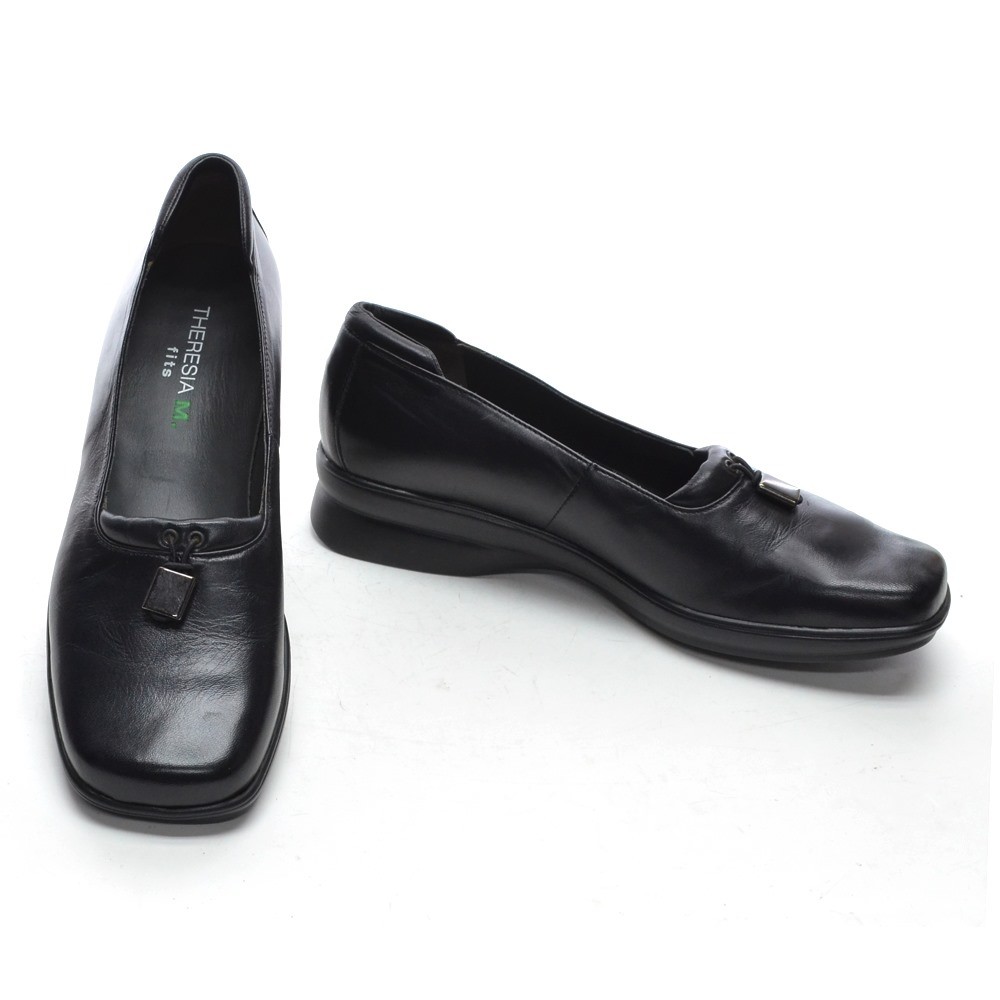 Womens Theresia M. Donna Wedge Loafer 7 M Black Leather Sneaker Shoes New in Box