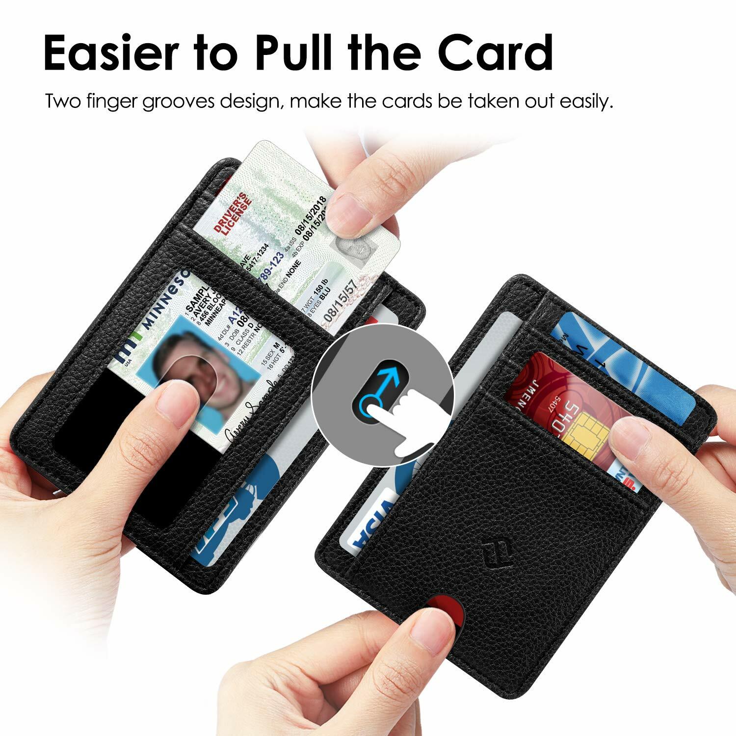 Mens RFID Blocking Leather Minimalist Small Wallet Credit Card Slots Holder