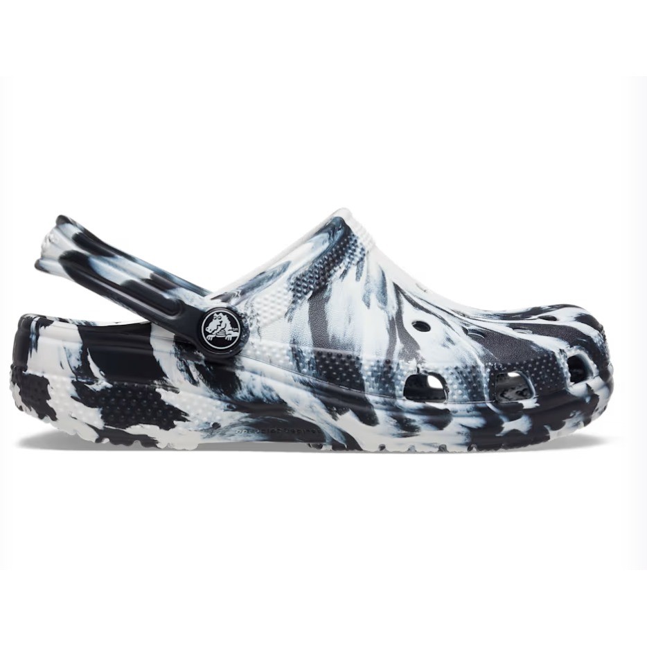 Crocs Classic Clogs Kids 13 Black White Marbled Slip On Water Shoes