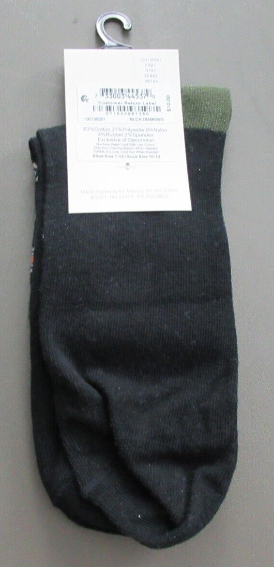 Sun + Stone Men’s 1-Pair Half Calf Quarter Socks, Black Diamond, Shoe Size 7-12