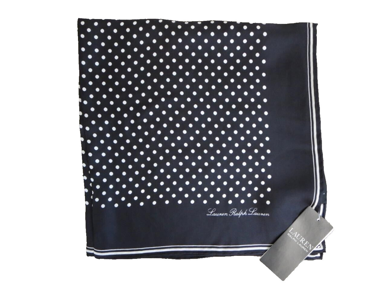 Lauren Ralph Lauren Square Silk Scarf Polka Dot Print 22″ x 22″