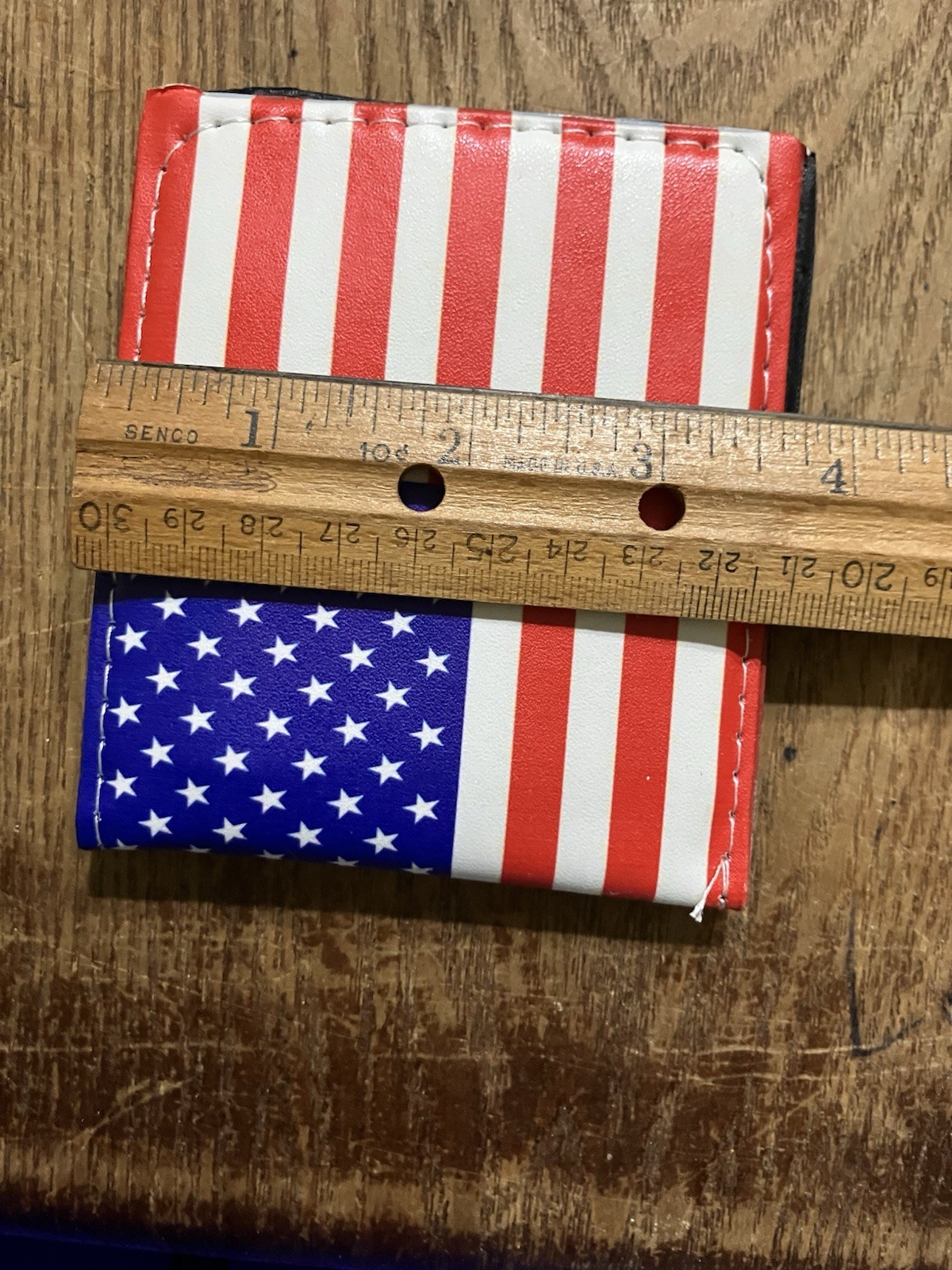 American Flag Vinyl Wallet Bi-Fold Patriotic USA Stars Stripes Slim