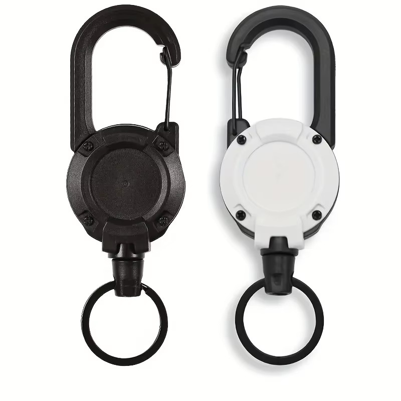1/2/4Pcs Retractable Heavy Duty Reel Carabiner Keychain Badge Holder Steel Wire