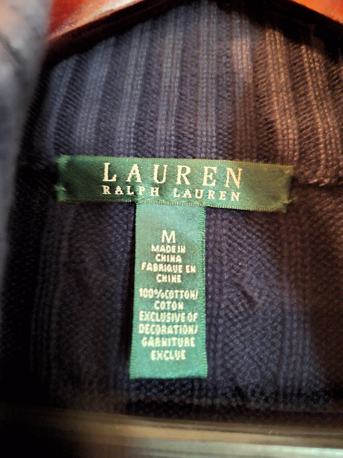 Lauren Ralph Lauren Womens Full Zip Cable Knit Sweater Size M Blue
