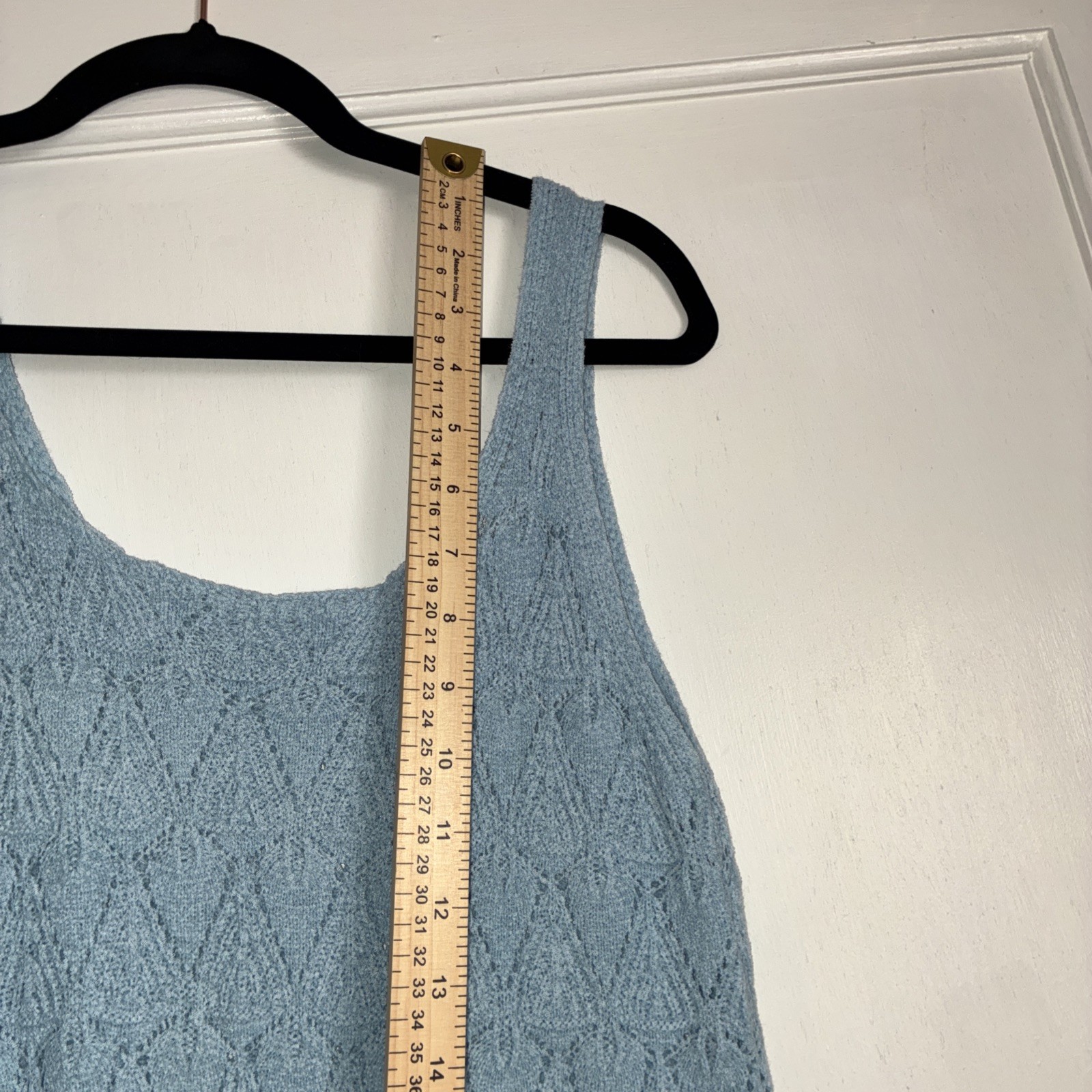 Sleeveless Blue Knit Tank Top Women’s Large Crochet Top
