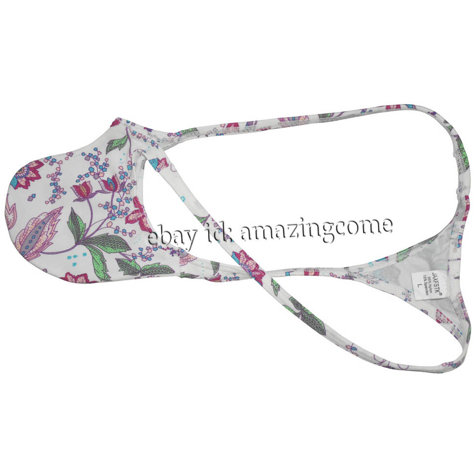 Mens String Thong Contoured Pouch Grape Smugglers Floral Micro Bulge T-back Slim