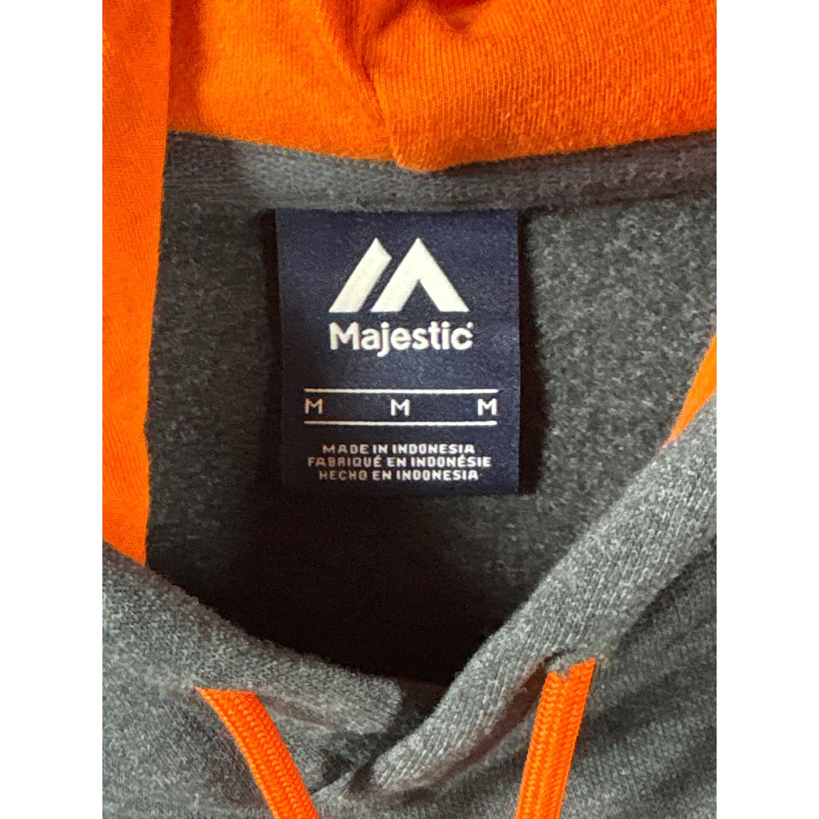 Majestic Mens San Francisco Giants MLB Hoodie Charcoal Grey Orange Size M