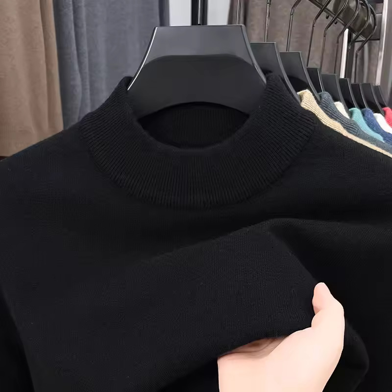 Men’s Cashmere Sweater Mock Neck Sweaters Knit Pullover for Male Men Knitwear.
