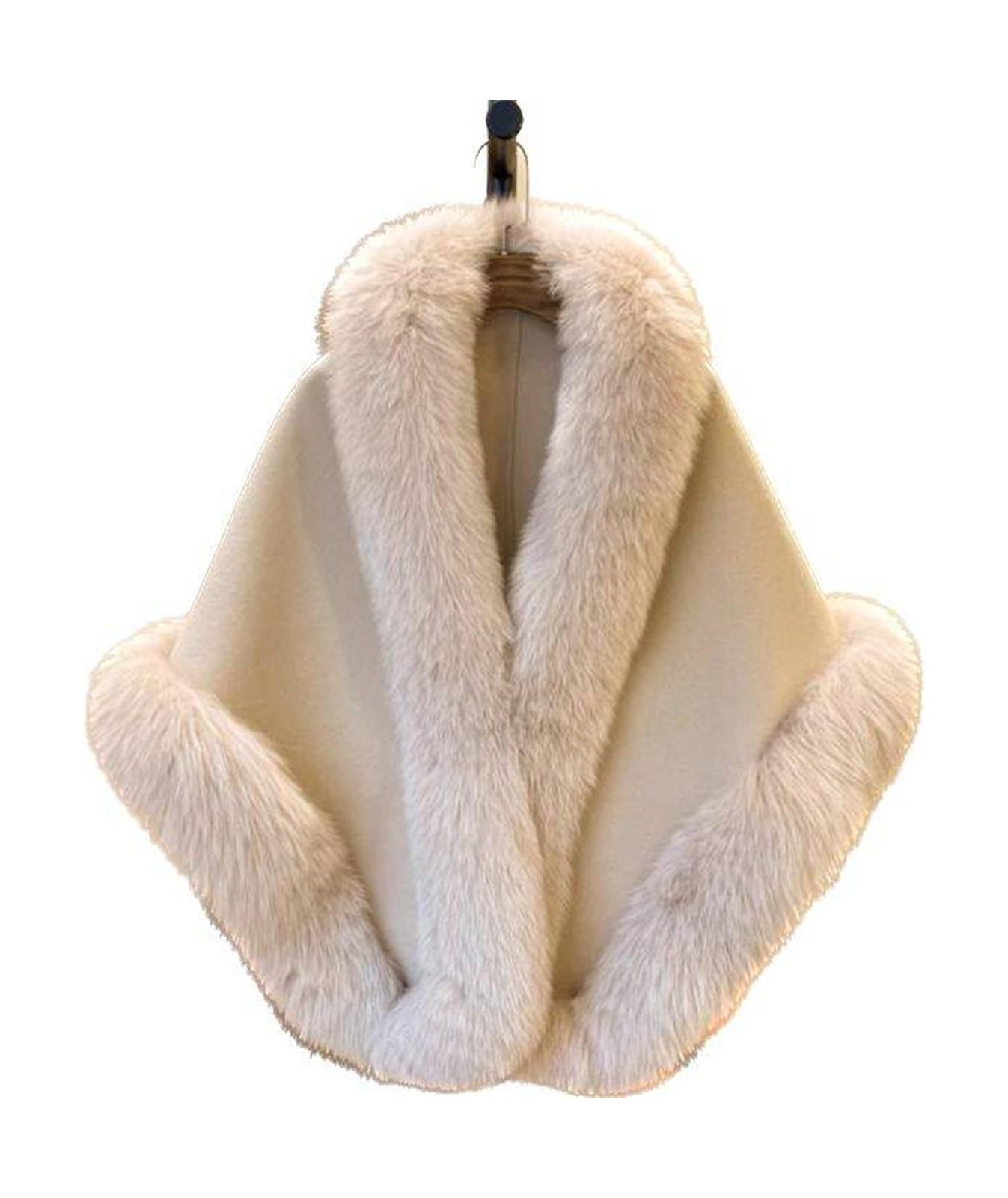 CAPE-Soft Warm Cashmere Pashmina Wool Shawl For Women’s Real Fox Fur Trimmed …