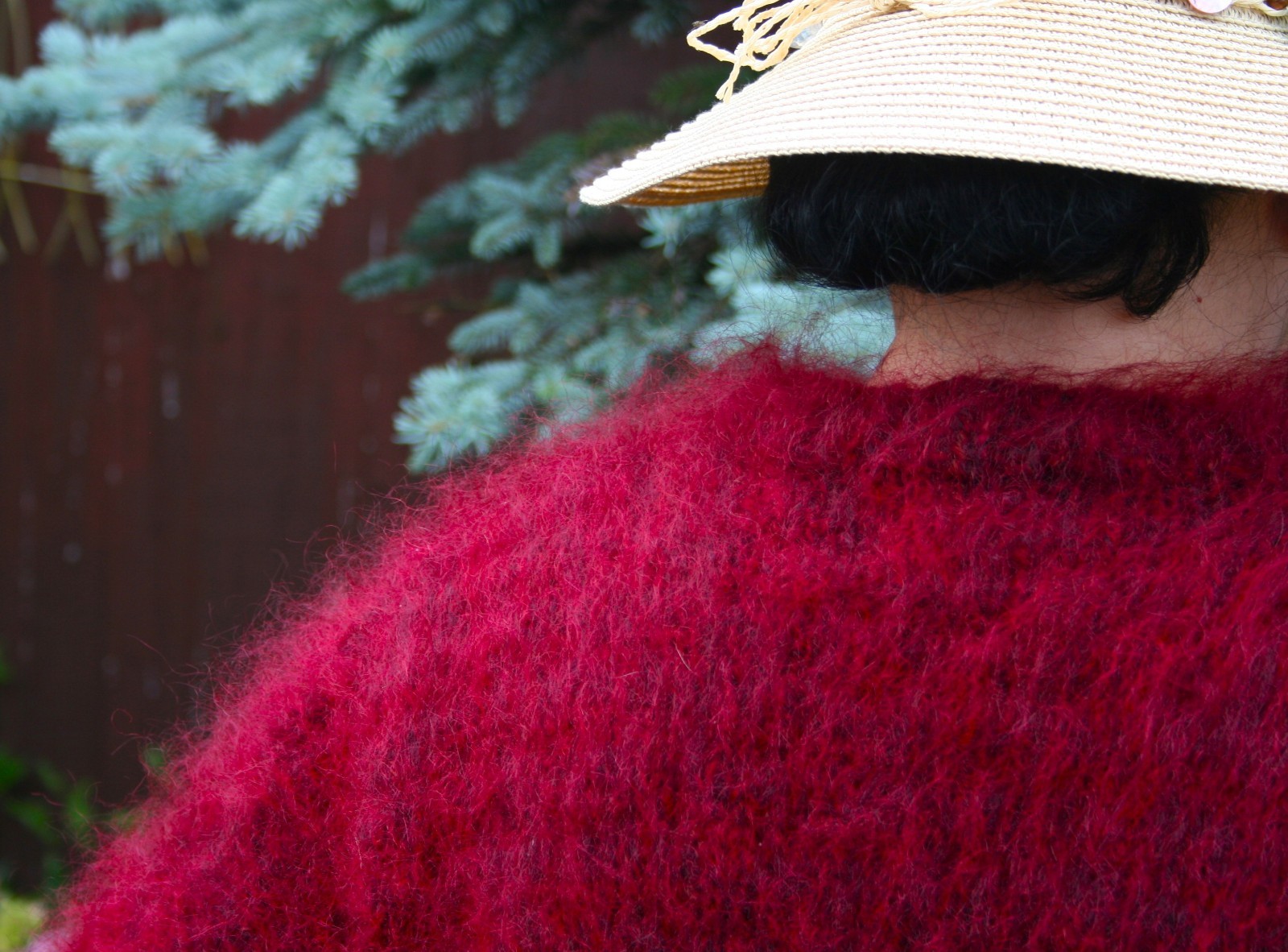 BRAND NEW HANDKNITTED LUXURY MOHAIR CREW NECK SWEATER IN “BURGUNDY” 2XL