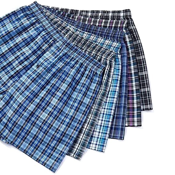 3-12 Pcs For Mens Boxer Shorts Underwear Trunk Plaid Classic Cotton Size M-2XL