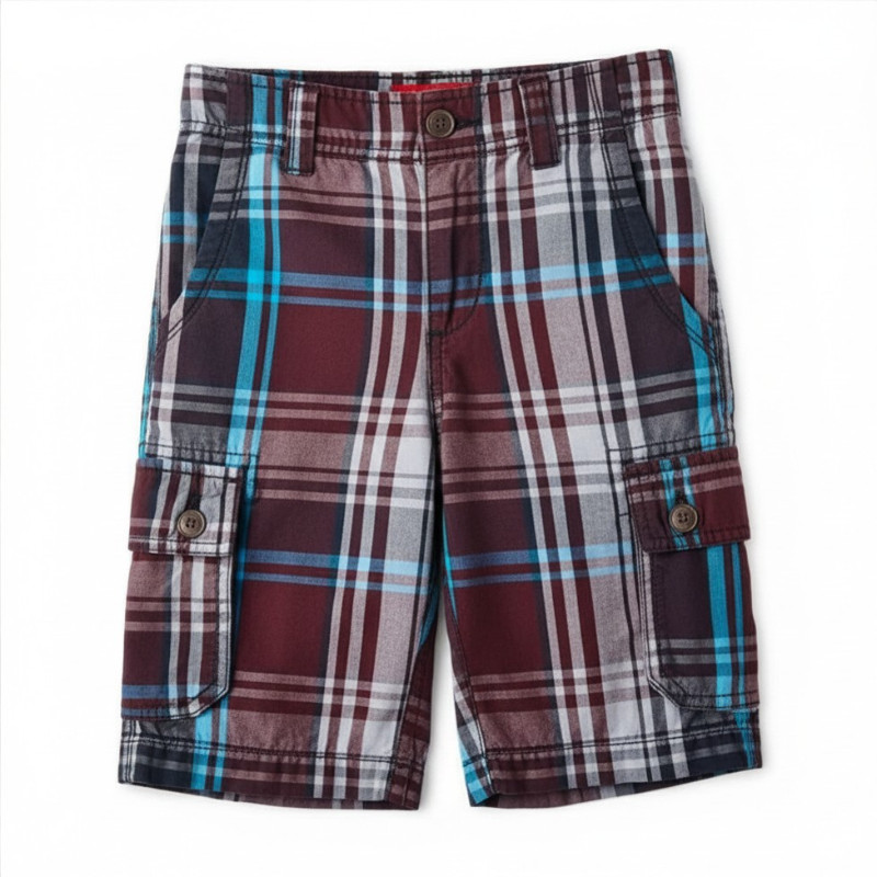 Arizona Plaid Shorts Black/Burgundy Multi Boys Sizes 8, 12 Husky Msrp $38.00 New