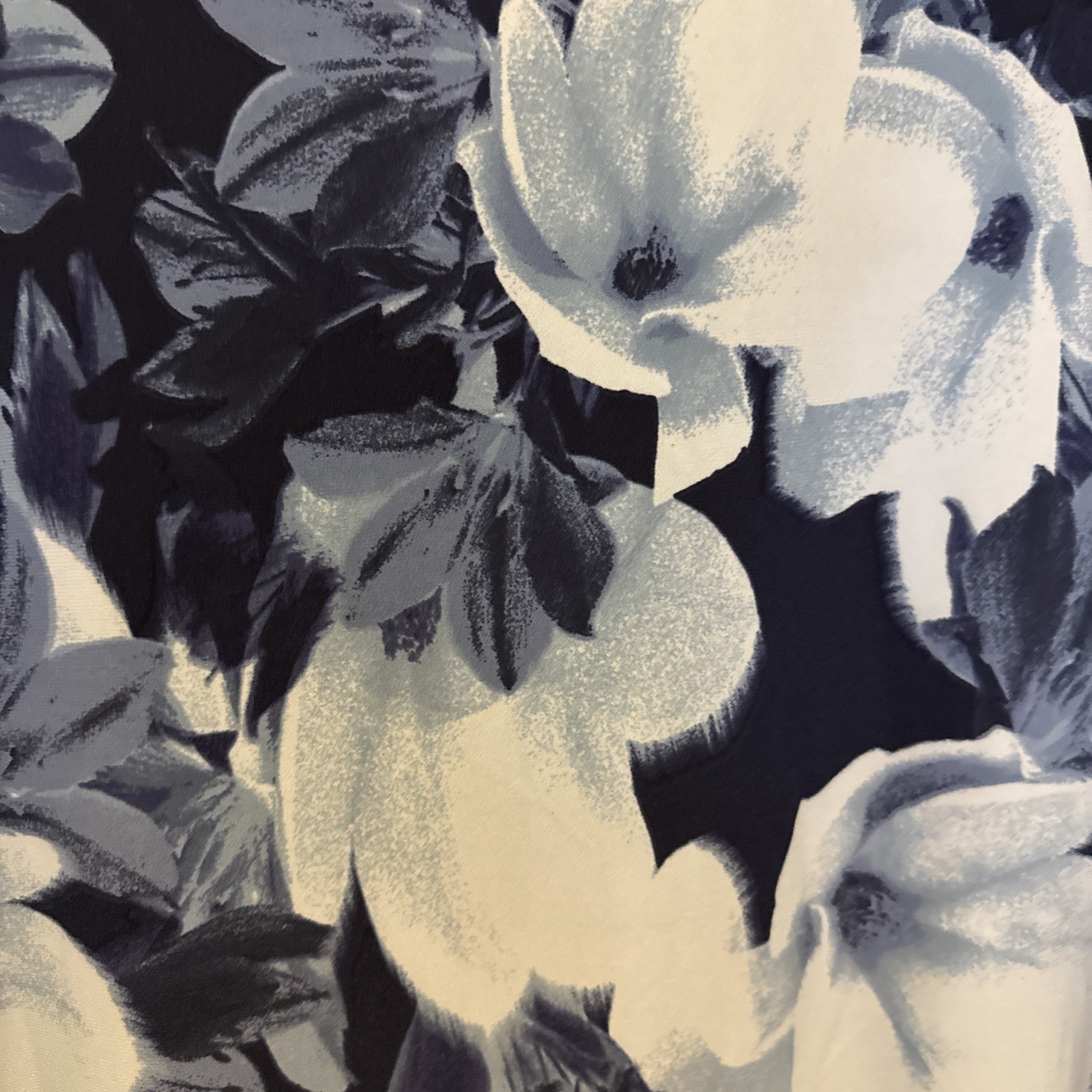 Additudes By Renee Blue Floral Long Sleeve Button Down Polyester Spandex Blouse
