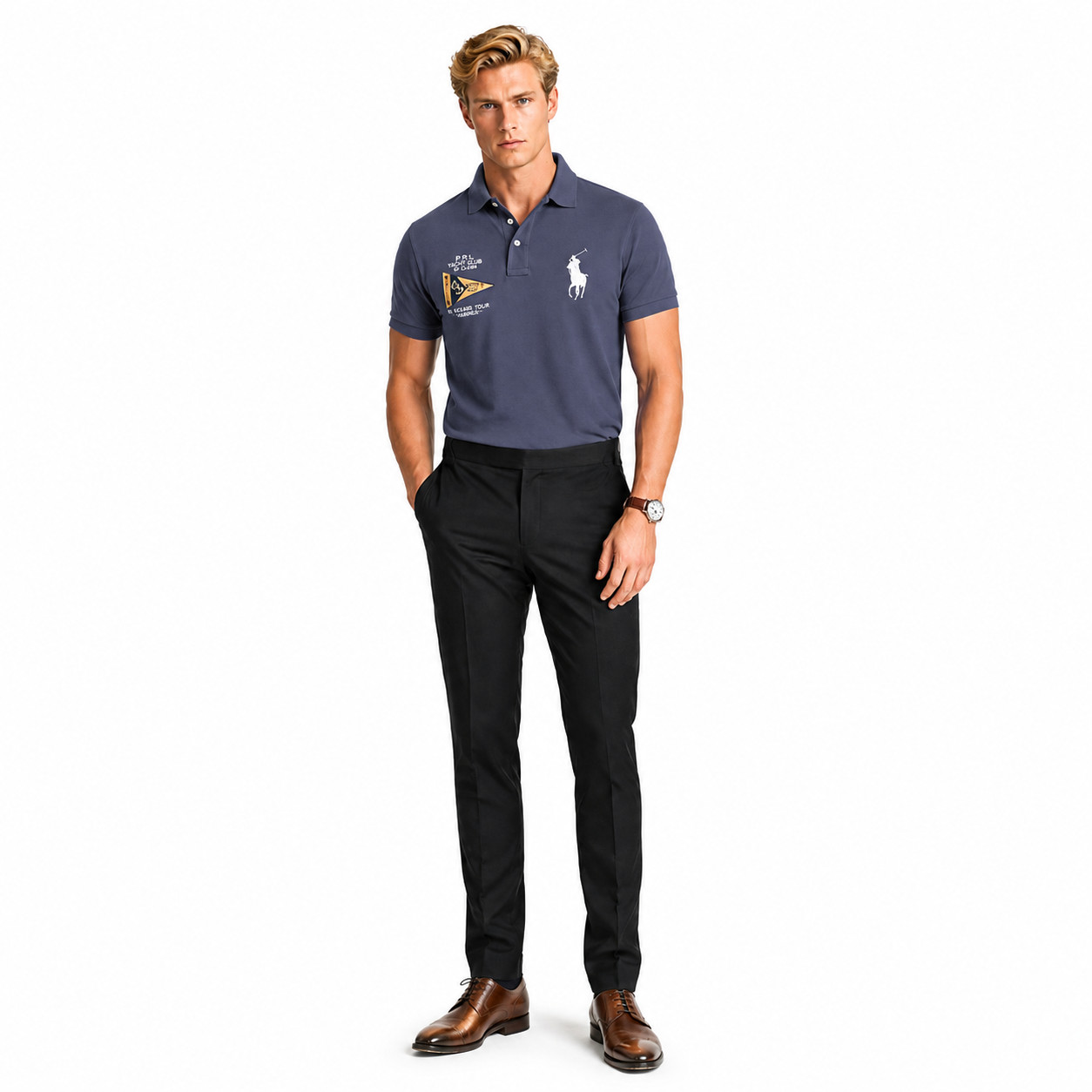 Polo Ralph Lauren Men’s Custom Fit Polo Shirt Size S Navy Blue Yacht Club