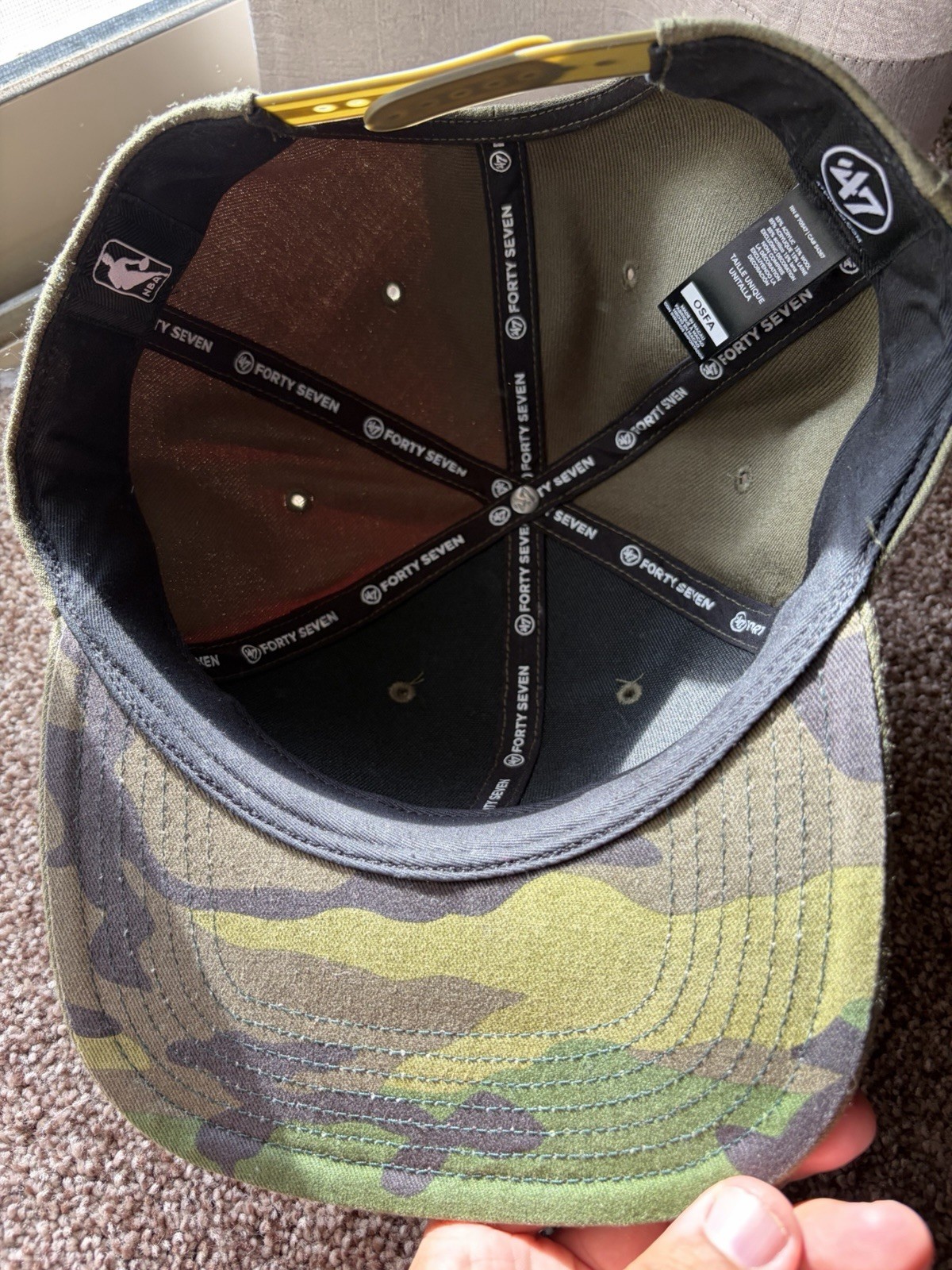 ’47 Brand Phoenix Suns Snapback Hat Flat Brim Olive Green One Size NBA Cap