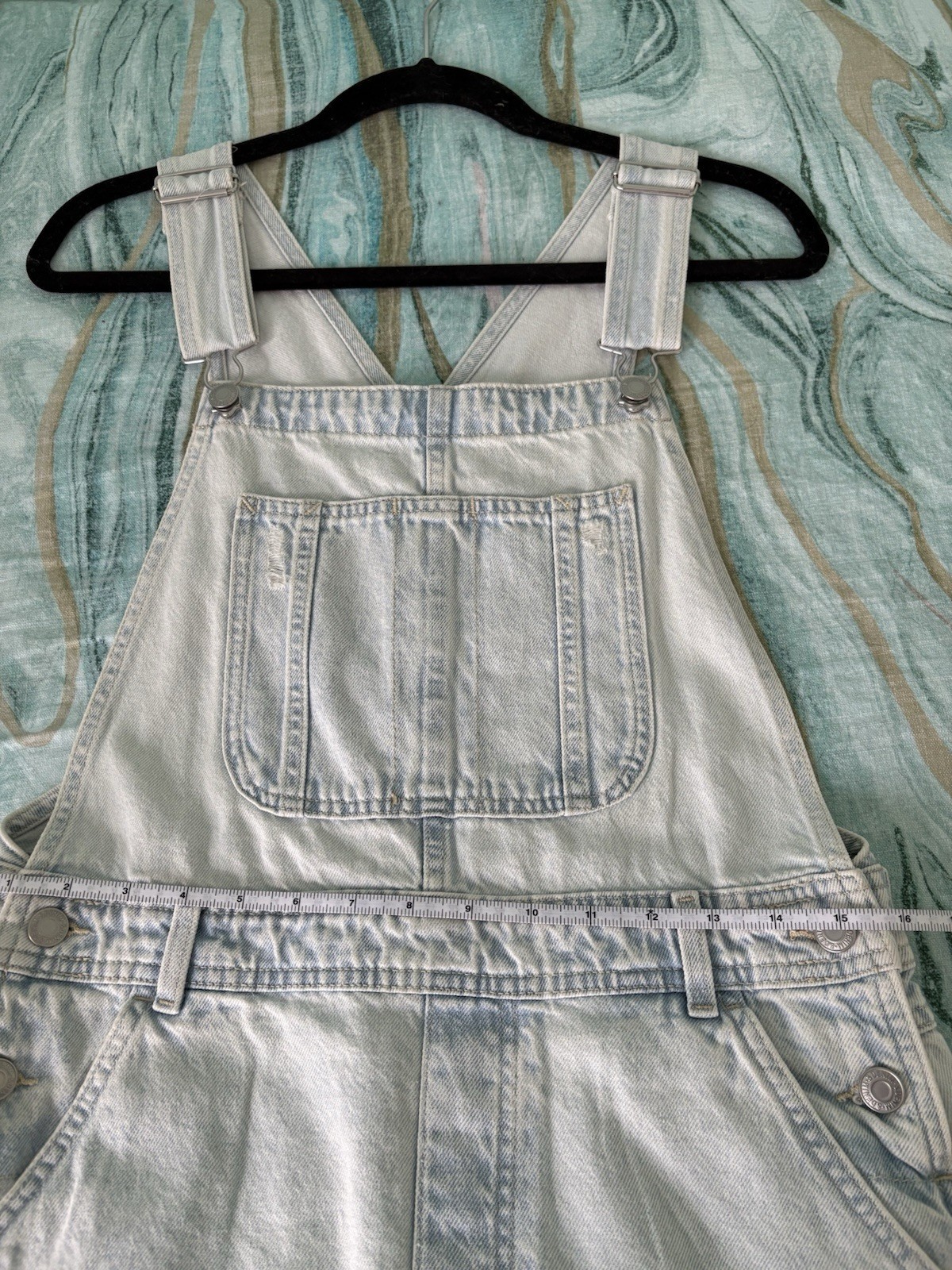 H&M &Denim Women’s Blue Light Wash Denim Overall Romper Shortalls S Button