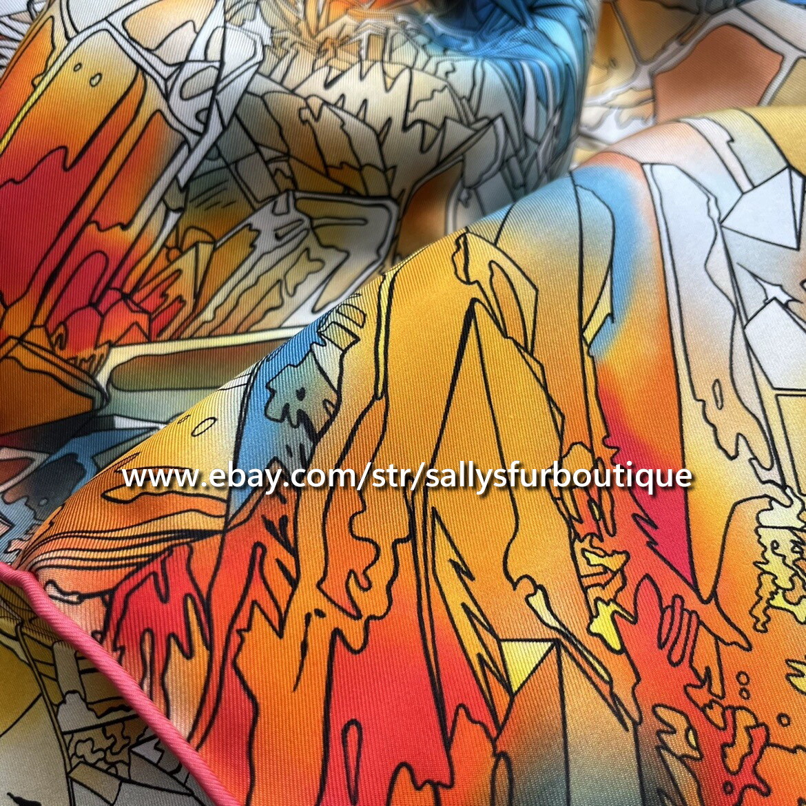 Crystal Print 18 Momme Twill Silk Wrap Scarf Stole Double Face Shawl 35″ / 90cm