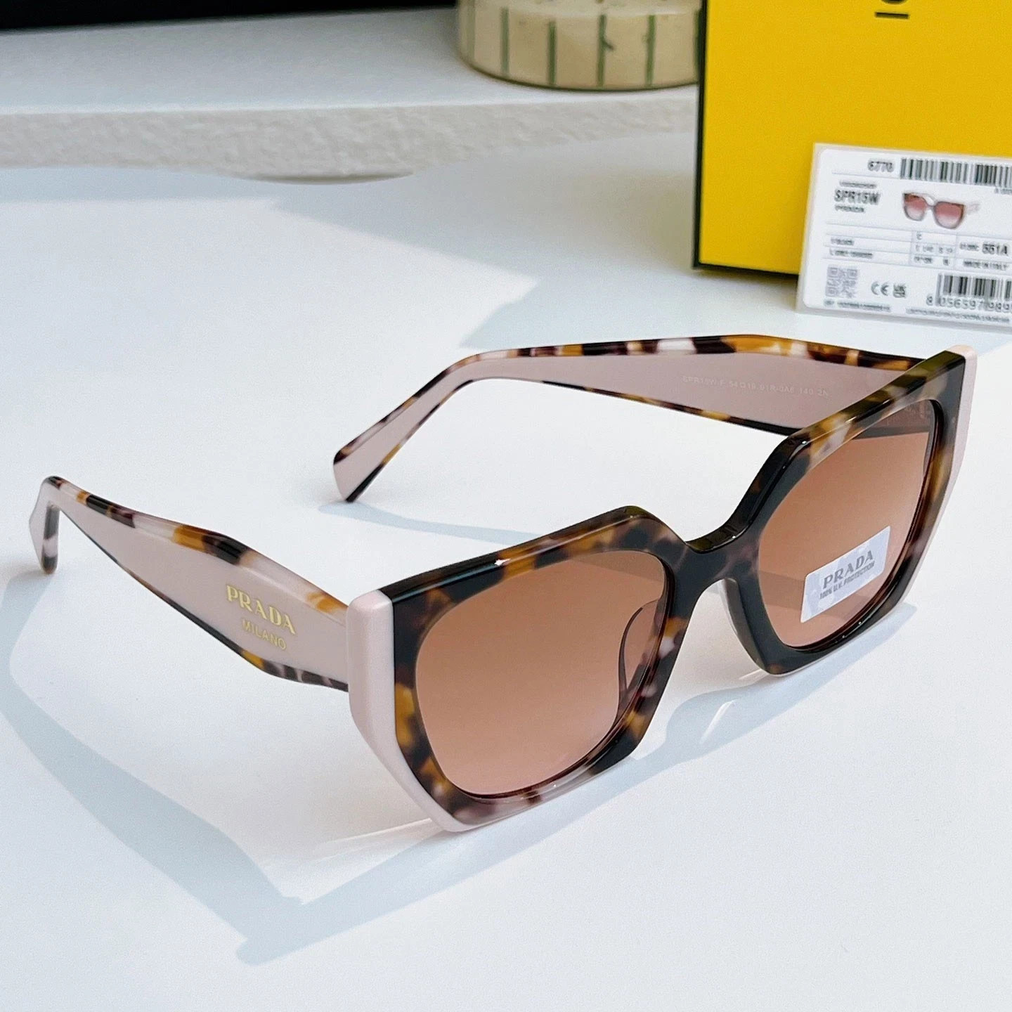 PRADA PR 15WS Women’s Sunglasses 01R0A6 Tortoise Caramel Powder Brown Grad w/Box